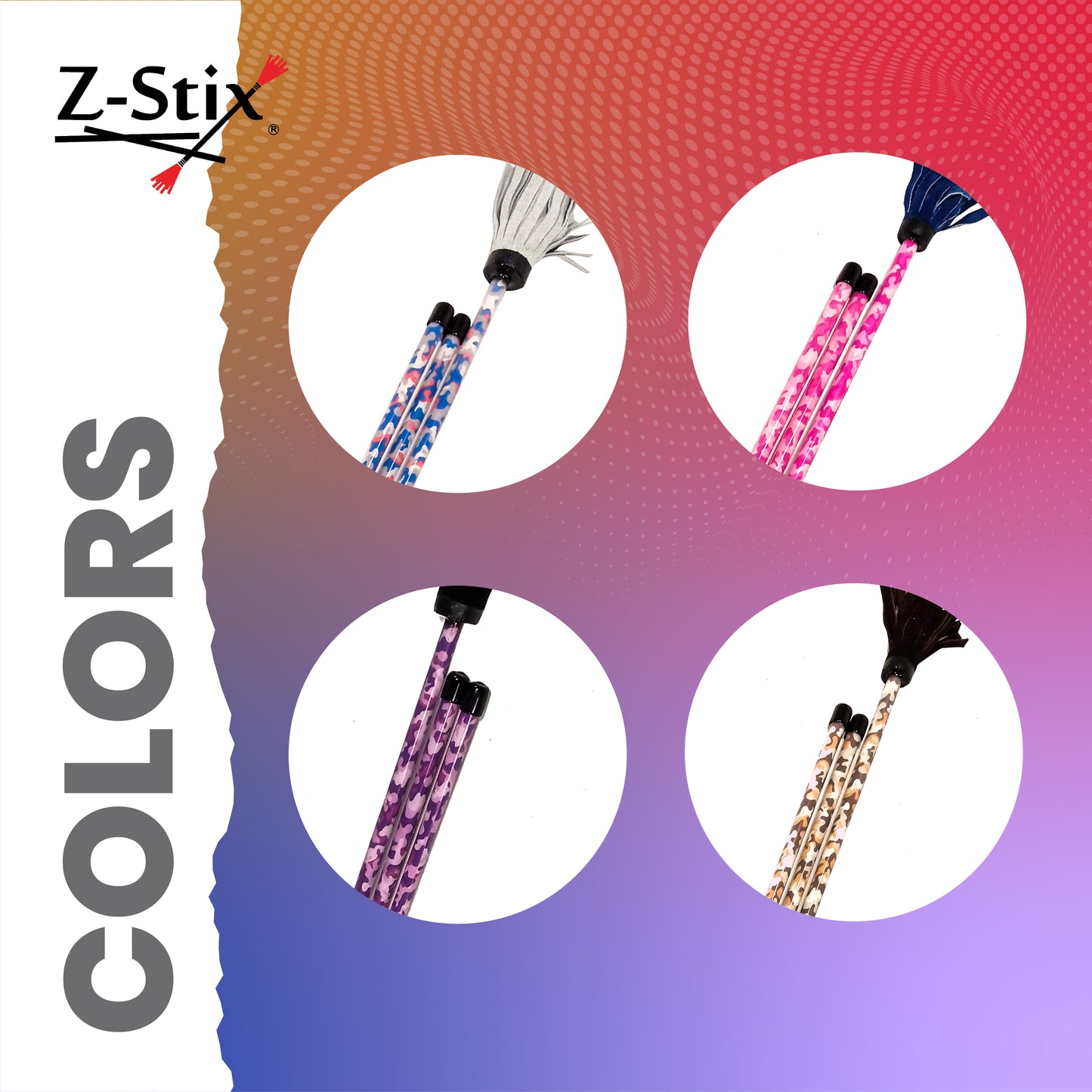 Z-Stix Hand Made Professional Flower Sticks-Devil Sticks- Camouflage Series
