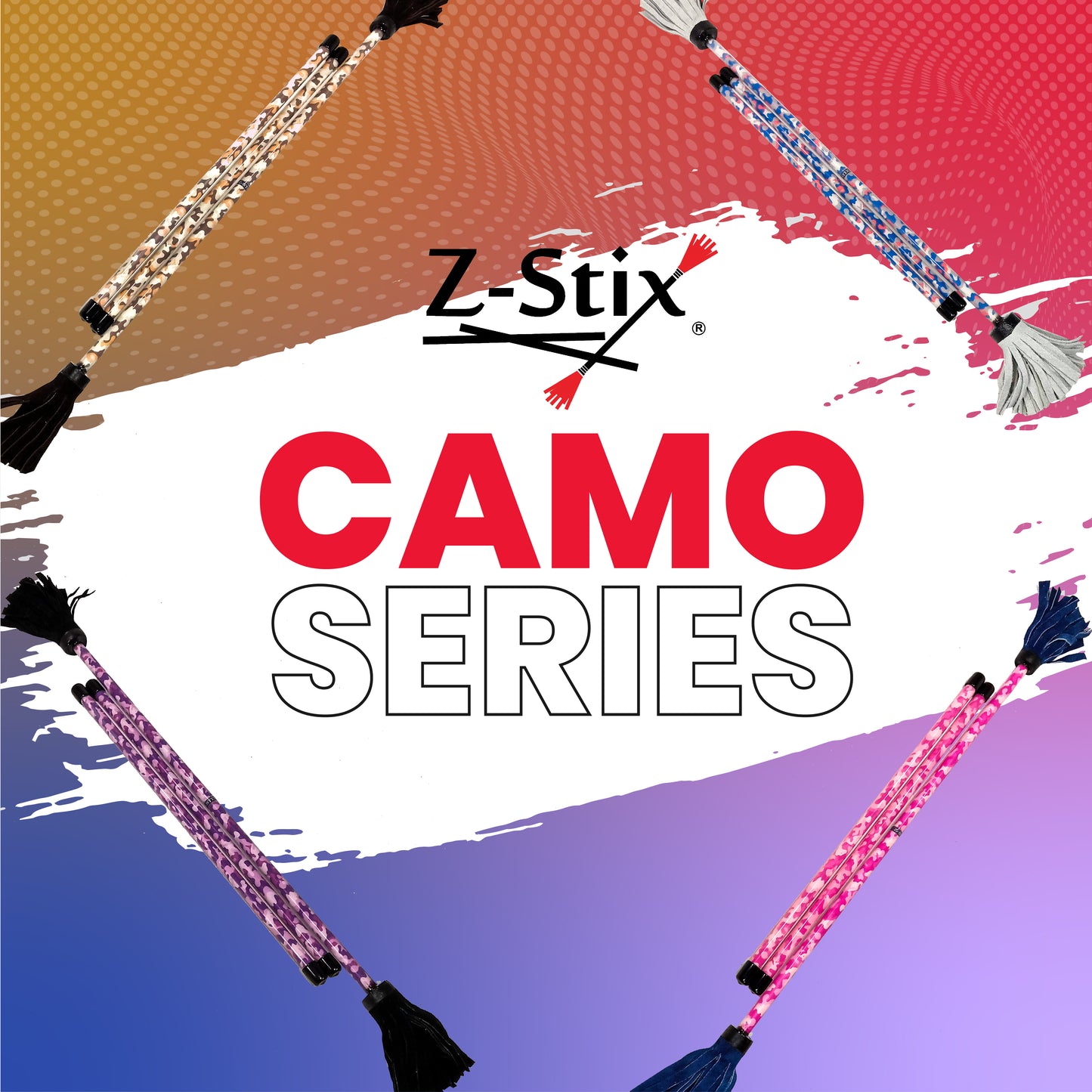 Z-Stix Hand Made Professional Flower Sticks-Devil Sticks- Camouflage Series
