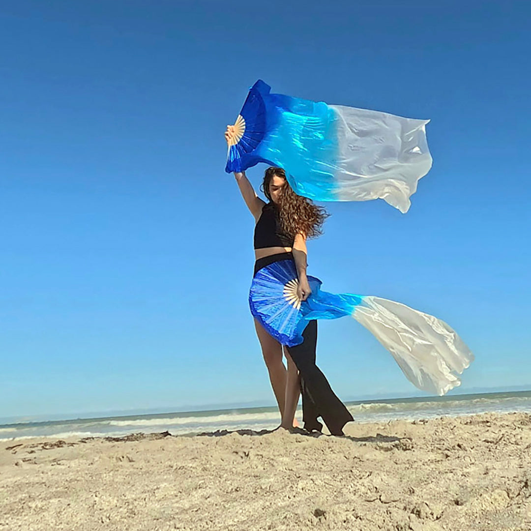 Mougee Silk Fan - For Dance, Festivals, or Just for Fun (Sold Individually)