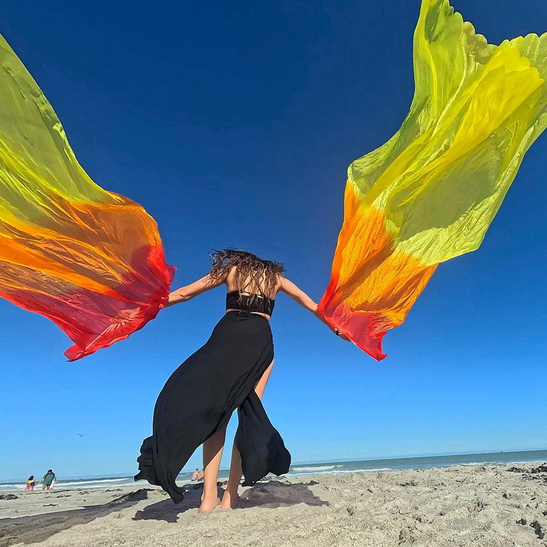 Mougee Silk Fan - For Dance, Festivals, or Just for Fun (Sold Individually)