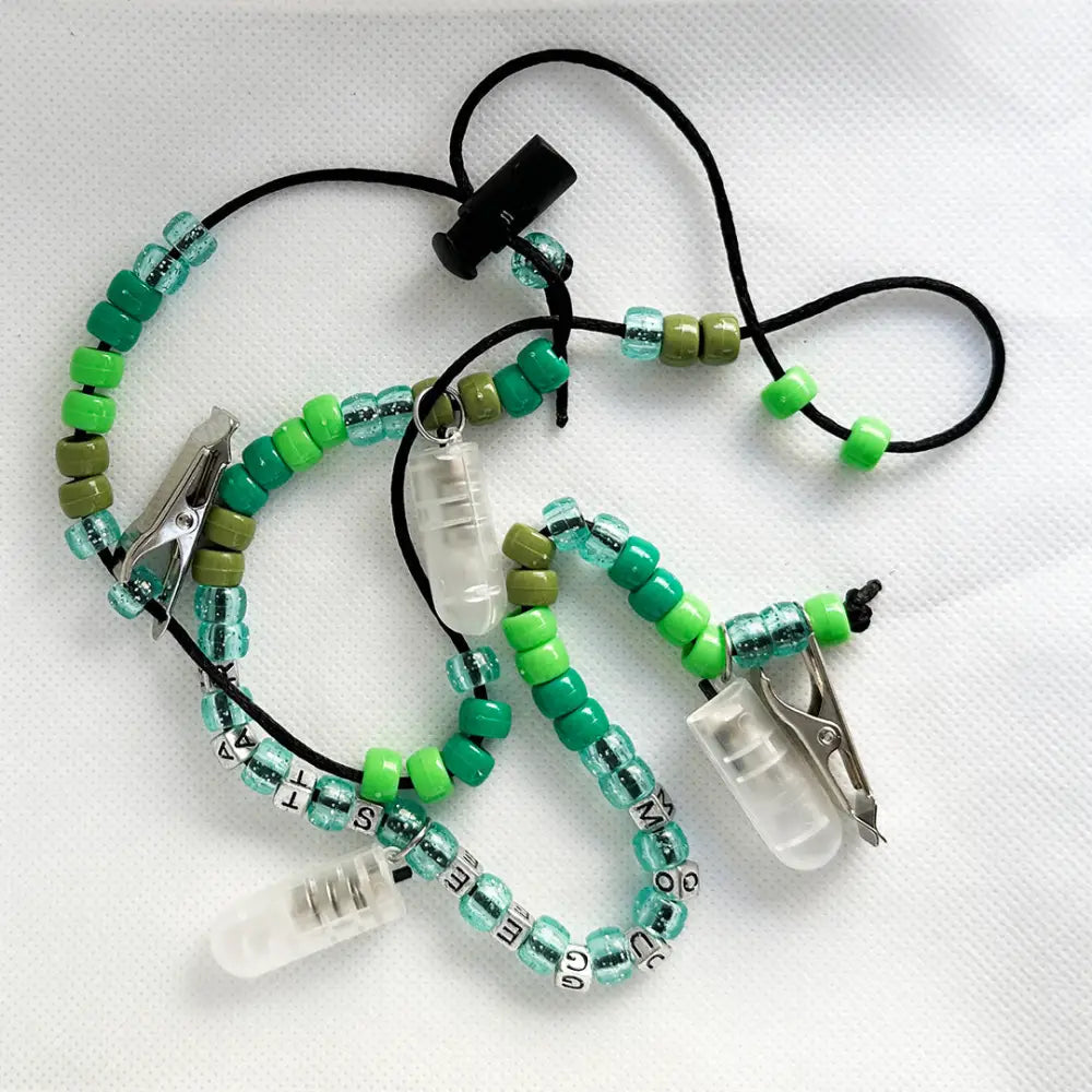 Mougee Beaded LED Clip - Carry Your Flow Star Around In Style - Adjustable Length - Green Beans - Toys