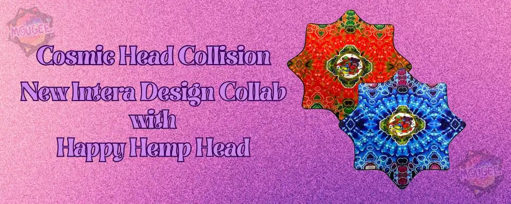 Red and blue tie-dye starburst patterned fabric bag with hemp material.