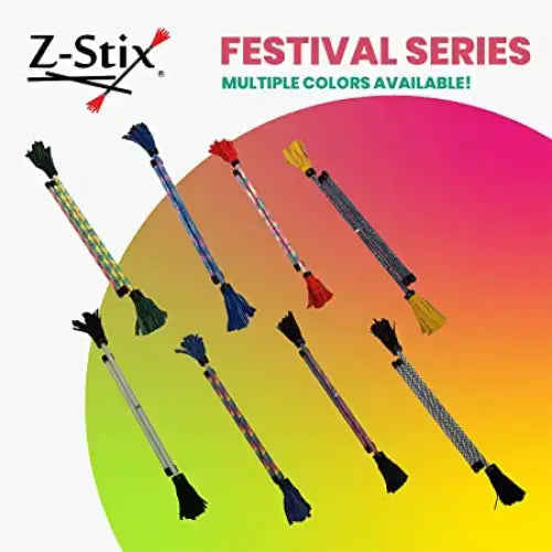 Z-stix festival series colorful tassels on clear sticks.
