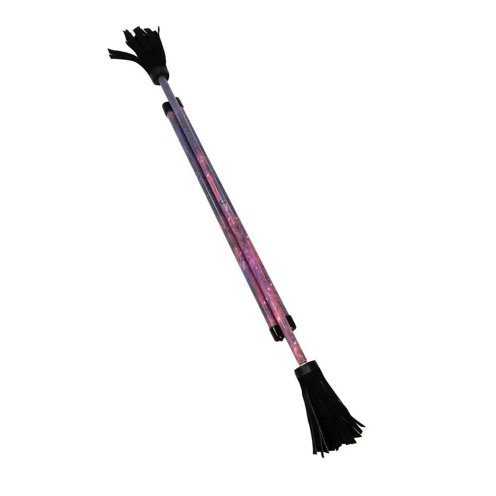 Pink and purple glittery broom with black bristles