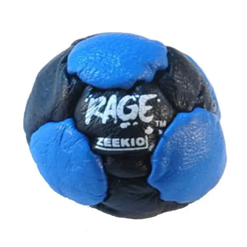 Zeekio -The Rage- 14 Panel Genuine Leather Footbag - Hacky Sack - Black and Blue - Footbags