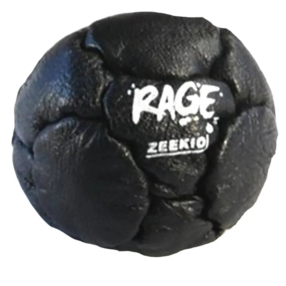 Black textured ball with ’rage’ and ’zekio’ branding.