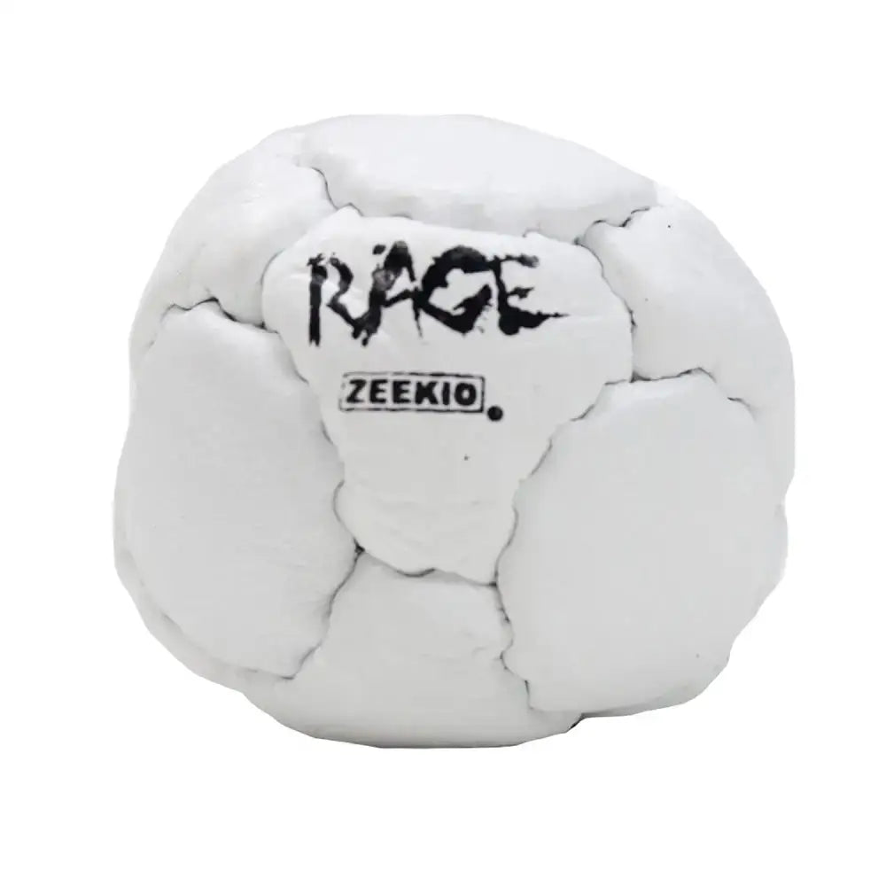 White crumpled ball with ’rage’ and ’zekkio.’ printed on it.