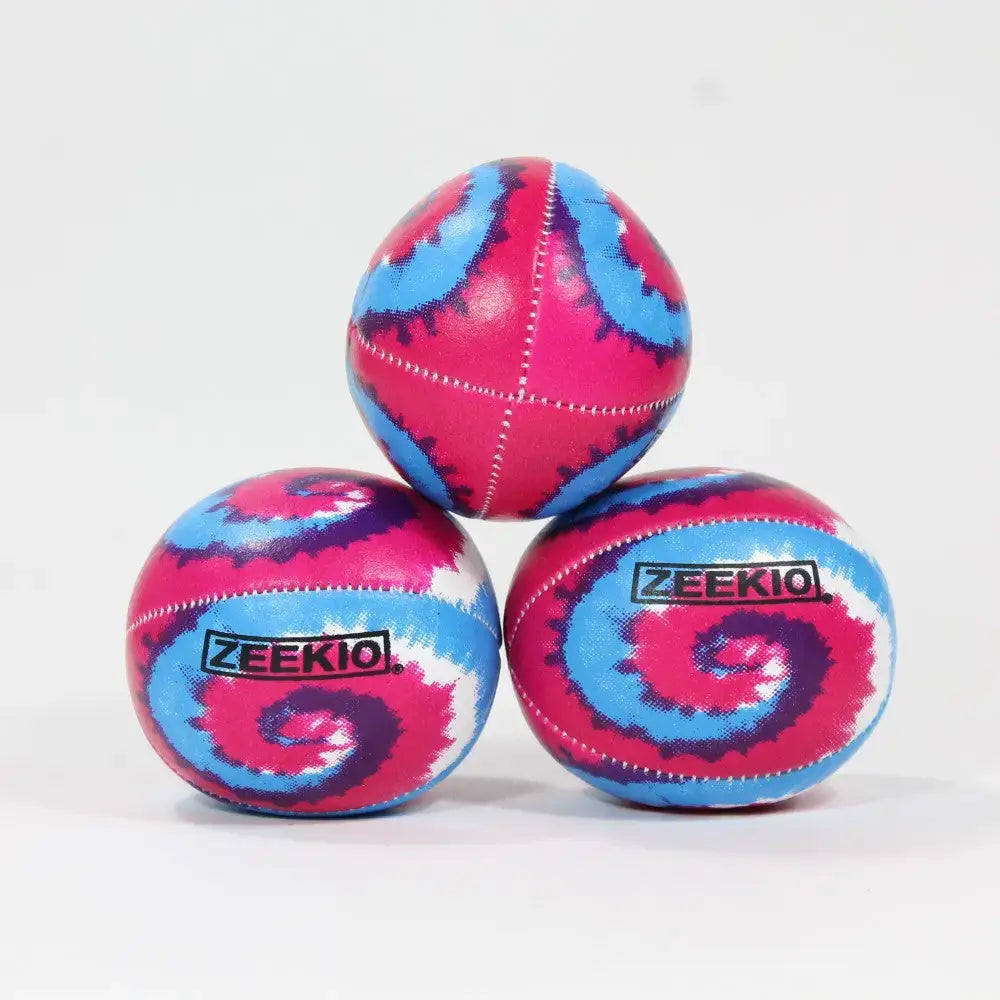Zeekio Tie Dye Festival Juggling Ball Set - 120g - Beginner to Pro - of 3 - Pink Blue White Swirl