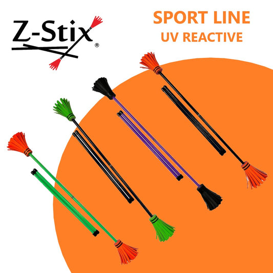 Z-Stix Juggling Flower Sticks-Devil Stick and 2 Hand Sticks, High Quality, Beginner Friendly - UV Reactive Sport Line