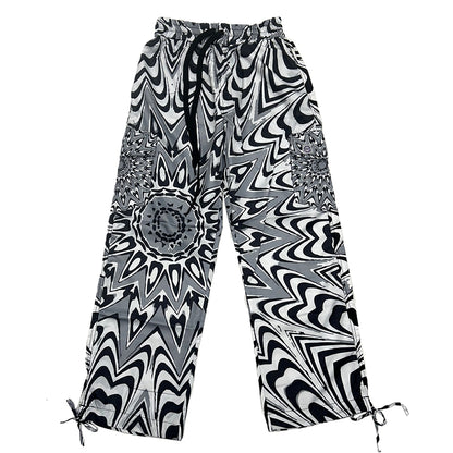 Mougee Festival Pants - Unisex Lightweight Rave Pants - Wide Leg, Adjustable Ankle Ties, Elastic Waist