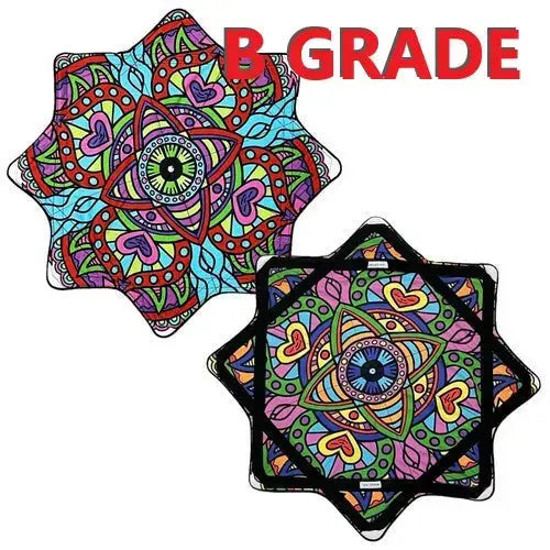 Star-shaped mandala art pillow cover with vibrant colors and intricate patterns.