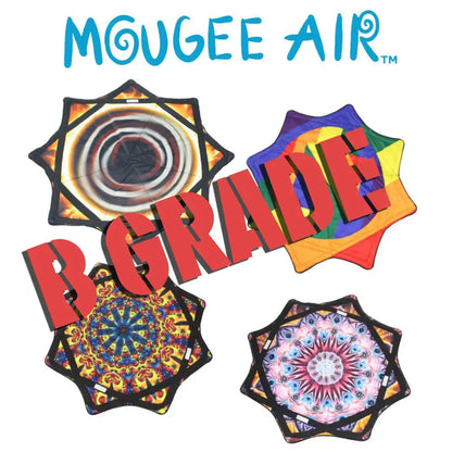 Mougee air b-grade kite with vibrant mandala designs and colorful geometric patterns.