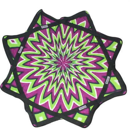 B GRADE - Mougee Classic Flow Star - 27’’ Diameter - Slightly Irregular - Purple Burst -Green/Purple - Juggling