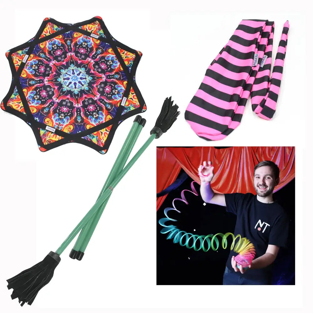 Flow Toy Beginner Set - Everything You Need to Begin the Art of Flow! Including Mougee Z-Stix and Zeekio! - Adult
