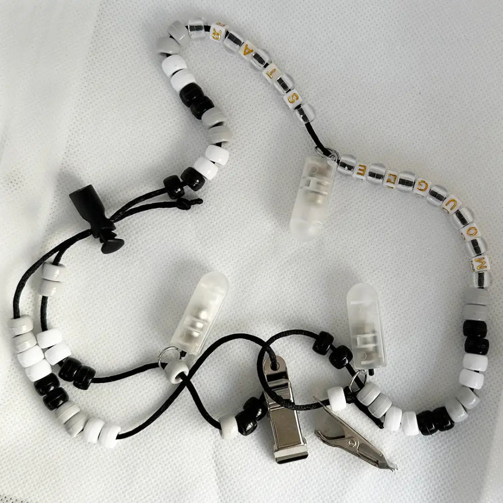 Mougee Beaded LED Clip - Carry Your Flow Star Around In Style - Adjustable Length - Zebra Candy - Toys