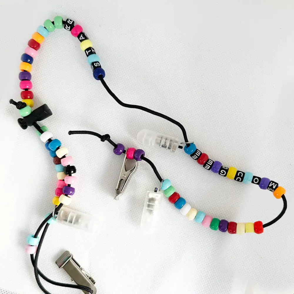 Mougee Beaded LED Clip - Carry Your Flow Star Around In Style - Adjustable Length - Rainbow - Toys