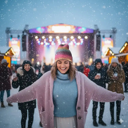Mougee Cozy Winter Knit Caps - In Cheerful Color Combinations