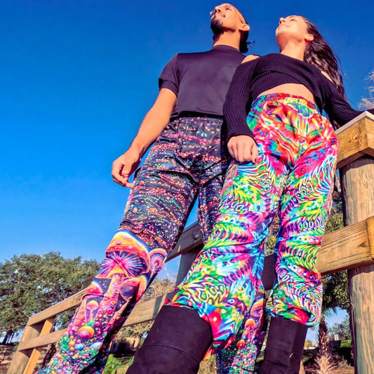 Mougee Festival Pants - Unisex Lightweight Rave Pants - Wide Leg, Adjustable Ankle Ties, Elastic Waist