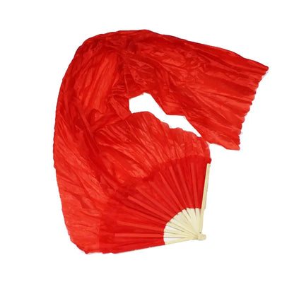 Mougee Silk Fan - For Dance Festivals or Just for Fun (Sold Individually) - 60 Inch / Solid Red - Flow Toys