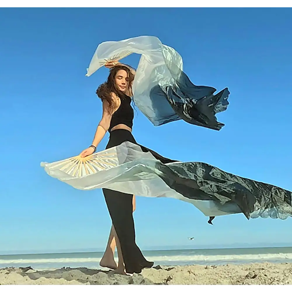 Mougee Silk Fan - For Dance, Festivals, or Just for Fun (Sold Individually)