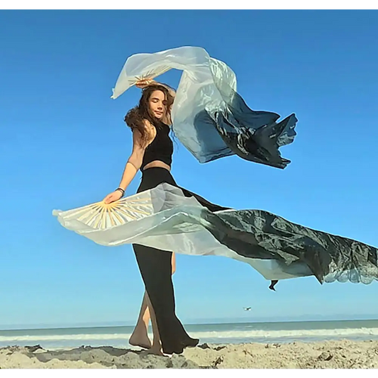 Mougee Silk Fan - For Dance, Festivals, or Just for Fun (Sold Individually)