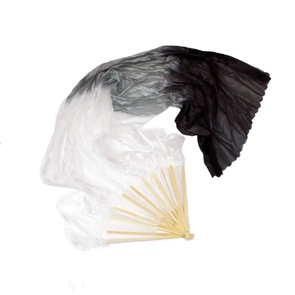 Mougee Silk Fan - For Dance Festivals or Just for Fun (Sold Individually) - 60 Inch / White and Blue - Flow Toys