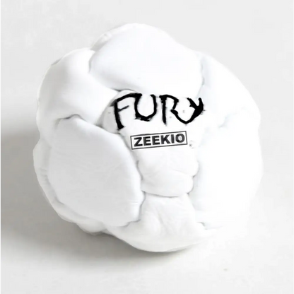 The Fury Footbag - Genuine Leather - 14 Panel Hand Stitched - Sand filled Hacky Sack - White - Footbags