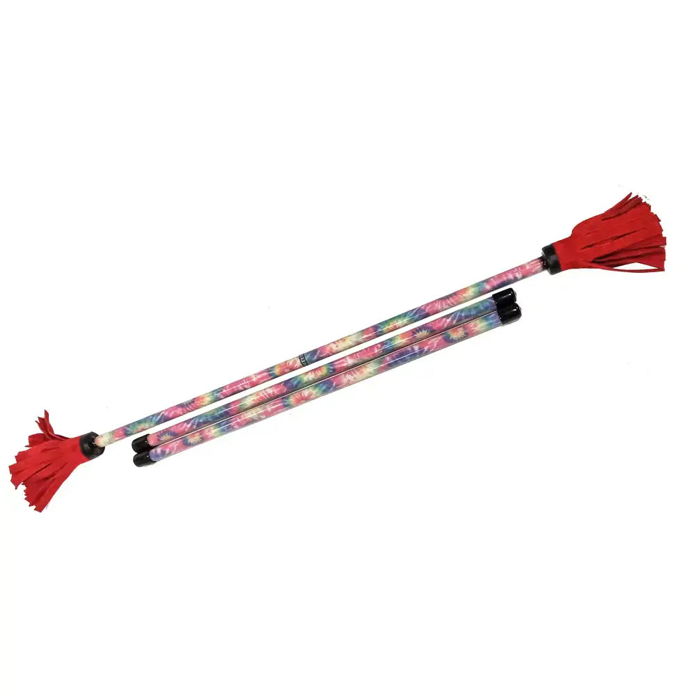 Pink and white floral patterned pencil with red tassels