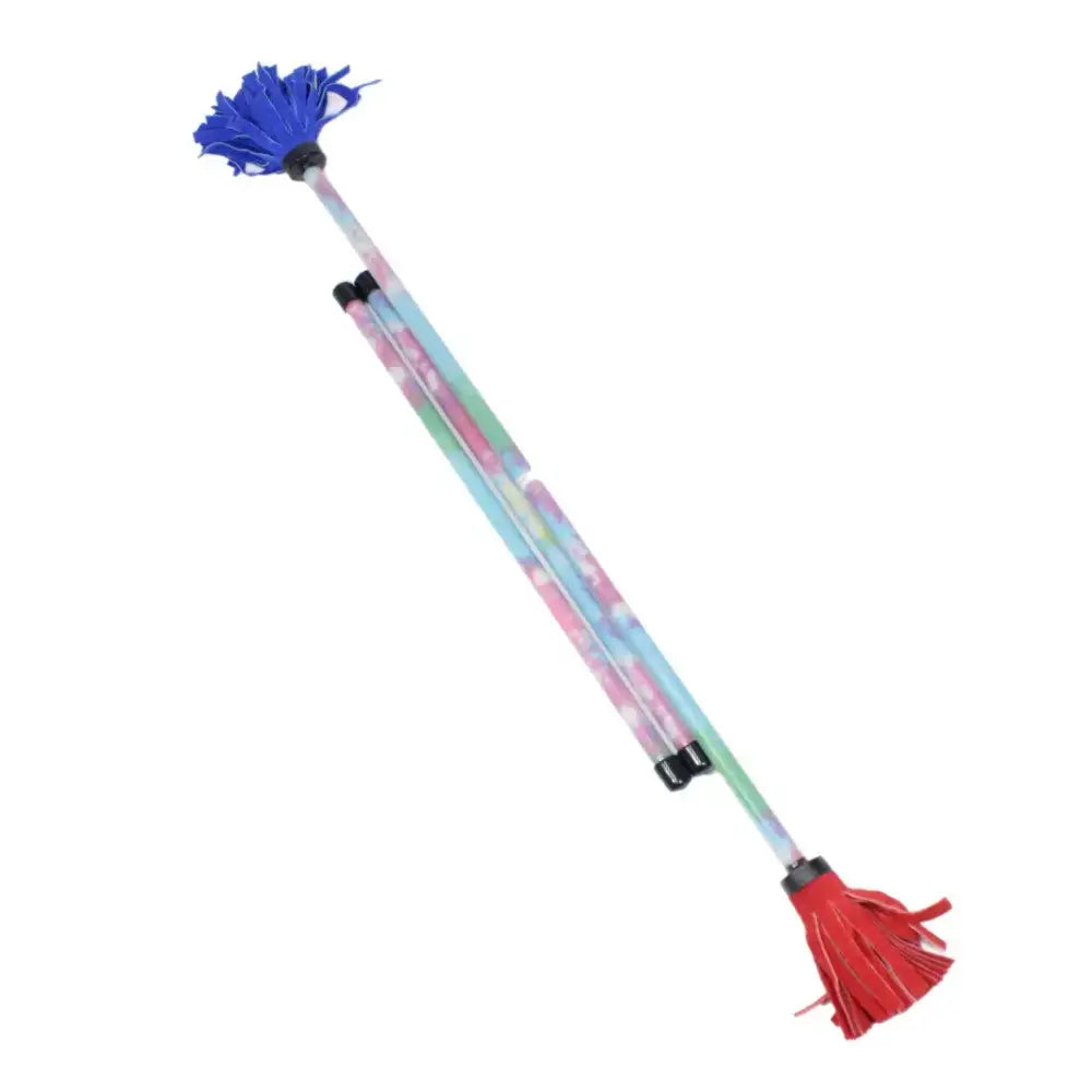 Unicorn-themed mace with colorful handles and tassels, likely made of plastic or foam.