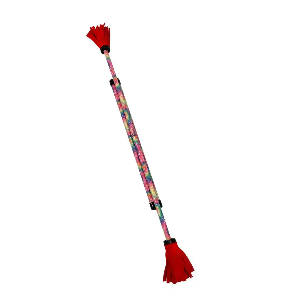 Blue and pink floral mop with extendable handle.