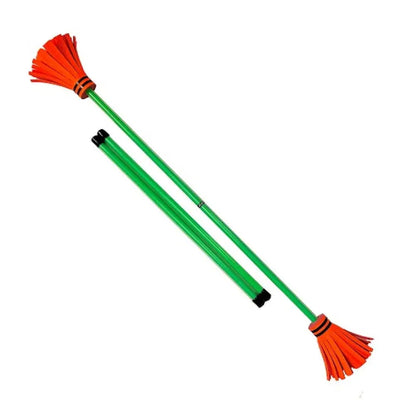 Z-Stix Premium Flower Sticks-Devil Sticks- Beginner Friendly - UV Reactive Sport Line - Green Stick with Orange Flowers