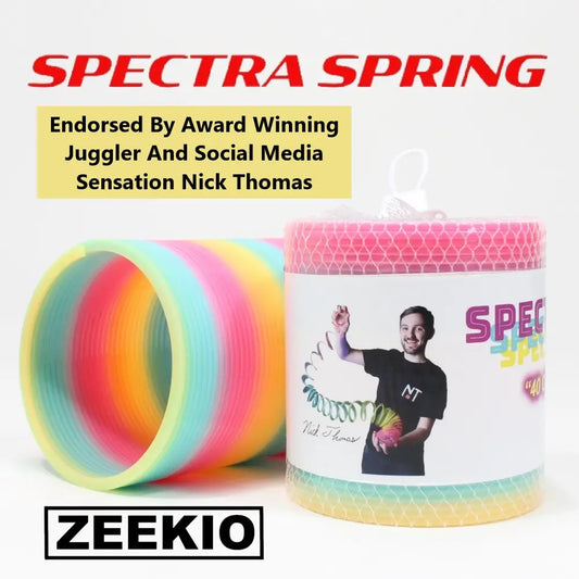 Zeekio Spectra Spring - 3.4’’ Magic - 40 Ultra Colorful Rings - Rainbow - Flow Toys