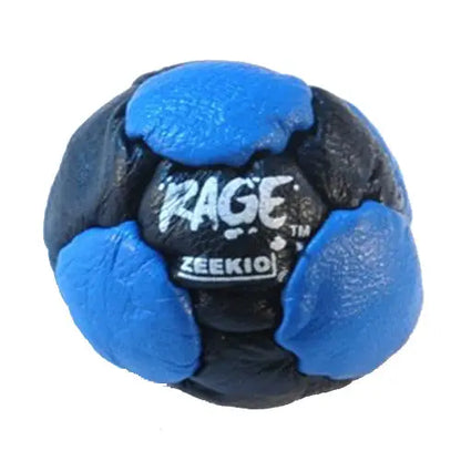 Zeekio -The Rage- 14 Panel Genuine Leather Footbag - Hacky Sack - Black and Blue - Footbags