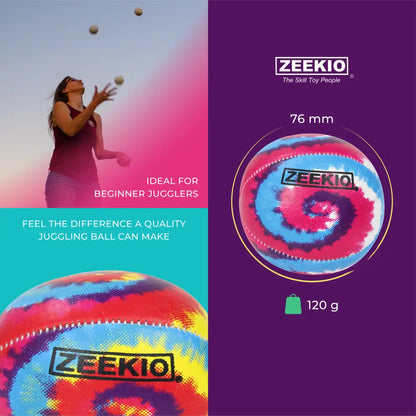 Zeekio Tie Dye Festival Juggling Ball Set - 120g - Beginner to Pro - Set of 3